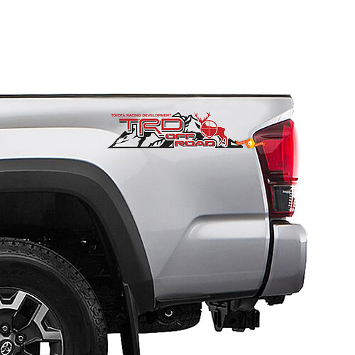 2 TOYOTA TRD OFF Mountain DEER TRD racing development zijvinylsticker met decal.
