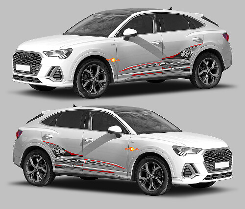 Q3-logo & abstracte zijstrepen vinyl decal kit voor Audi Q3 2019