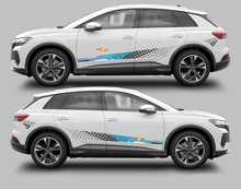 Zwart-wit geruite zijkanten vinyl sticker kit voor Audi Q4 E-Tron_2