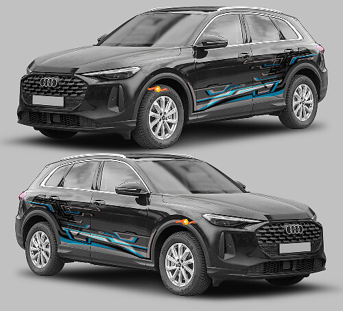 Interwoven Techno Stijl Zijstrepen Vinyl Sticker Kit voor Audi Q5