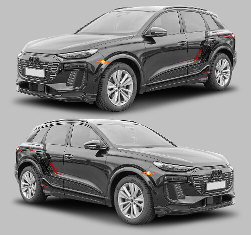 Techno Style Zijkant Strepen Vinyl Decal Kit voor Audi Q6 E-Tron