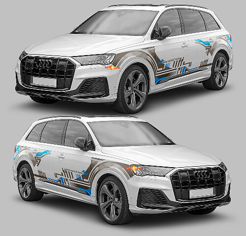 Techno grafische stijl zijstrepen vinyl sticker set voor Audi Q7
