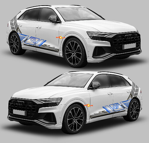 Techno grafische stijl zijstrepen vinyl decal kit voor Audi Q8