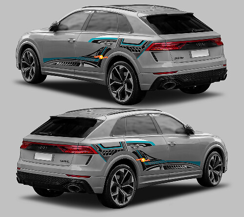 Abstract Grafische Stijl Zijstrepen Vinyl Decal Kit voor Audi RS Q8