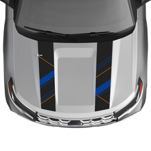 Dubbele honingraat motorkapstrepen vinyl decal set voor Musclecar Explorer ST 2020-26_2