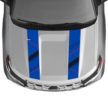 Dubbele honingraat motorkapstrepen vinyl decal set voor Musclecar Explorer ST 2020-26_3