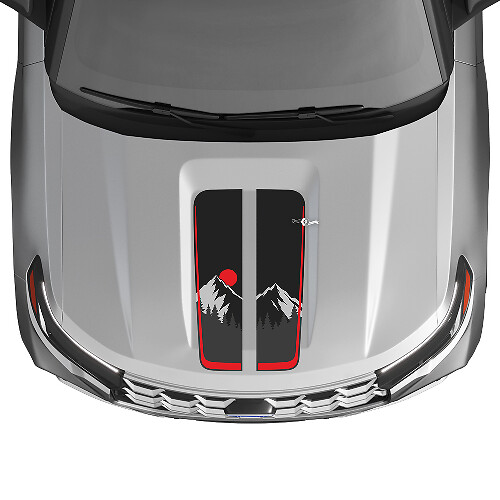 Mountain Sunset motorkapstrepen vinyl decal kit voor Musclecar Explorer ST 2020-26