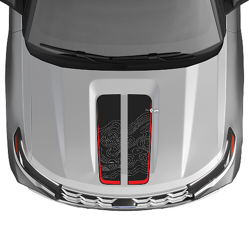 Topografische Kaart Motorkap Strepen Vinyl Decal Kit voor Musclecar Explorer ST 2020-26