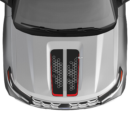 Honeycomb Dubbele Motorkap Strepen Vinyl Decal Kit voor Musclecar Explorer ST 2020-26_1