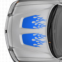 Flame Style dubbele motorkapstrepen vinyl decal set voor Dodge Charger_2