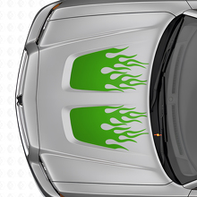 Flame Style dubbele motorkapstrepen vinyl decal set voor Dodge Charger_3