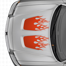 Flame Style dubbele motorkapstrepen vinyl decal set voor Dodge Charger_4