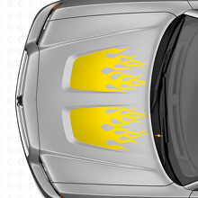 Flame Style dubbele motorkapstrepen vinyl decal set voor Dodge Charger_5