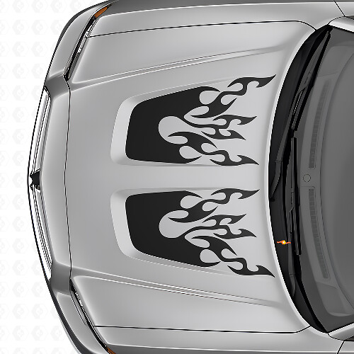 Flame Style Dubbele Motorkap Strepen Vinyl Decal Kit voor Dodge Charger