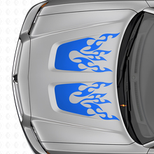 Flame Style Dubbele Motorkap Strepen Vinyl Decal Kit voor Dodge Charger_2
