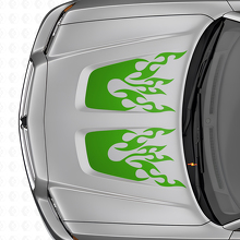 Flame Style Dubbele Motorkap Strepen Vinyl Decal Kit voor Dodge Charger_3