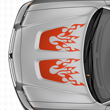 Flame Style Dubbele Motorkap Strepen Vinyl Decal Kit voor Dodge Charger_4