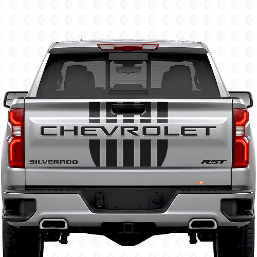 Stars & Steel Stijl Achterklep Strepen Vinyl Stickers Set voor Chevrolet Silverado_1