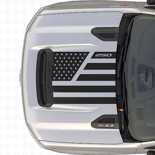 USA-vlag Sterren & Stalen Stijl Motorkap Vinyl Decal voor Chevrolet Silverado 2500 HD_1