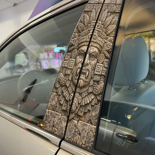 Azteekse God Gezicht Deurstijl Vinyl Decal Set