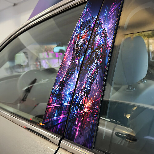 Cyber Wolf Deurstijl Vinyl Decal Set