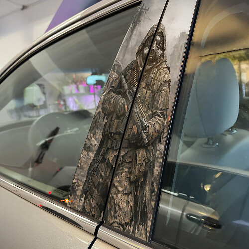 Gas Mask Soldaat Deurstijl Vinyl Decal Set