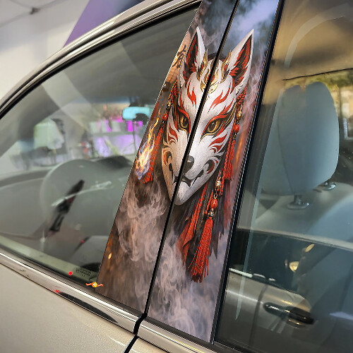 Kitsune Vossenmasker Deurstijl Vinyl Decal Set