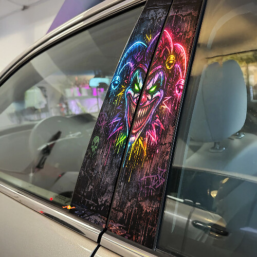 Neon Jester Gezicht Deurstijl Vinyl Decal Set