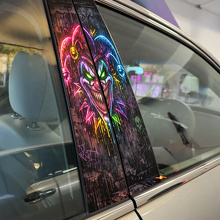 Neon Jester Gezicht Deurstijl Vinyl Decal Set_2