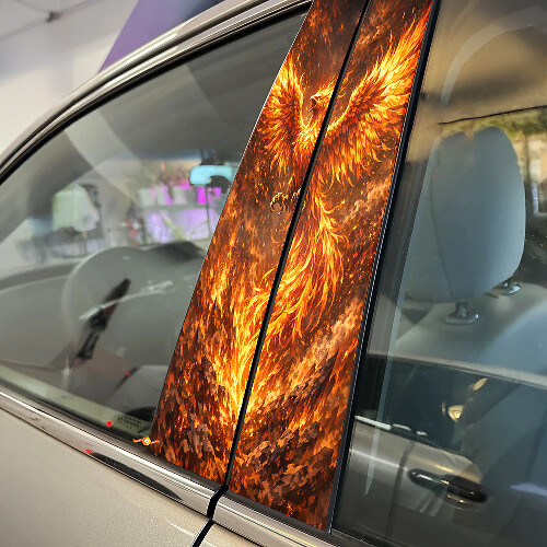 Fire Phoenix Deurstijl Vinyl Decal Set