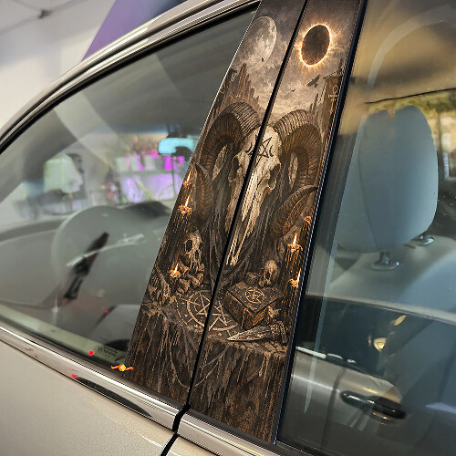 Ram Skull Deurstijl Vinyl Decal Set