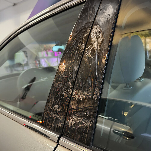 Raven Skull Deurstijl Vinyl Decal Set