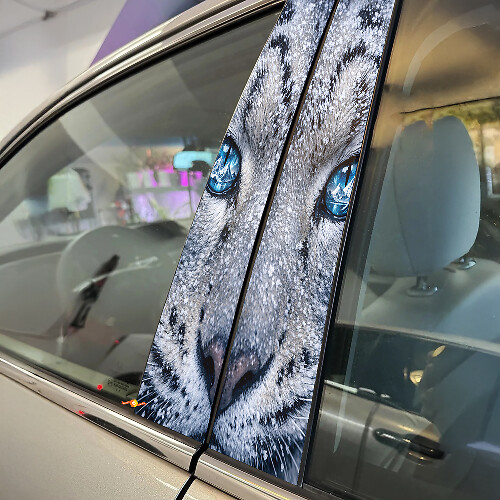 Snow Leopard Ogen Deurstijl Vinyl Decal Set