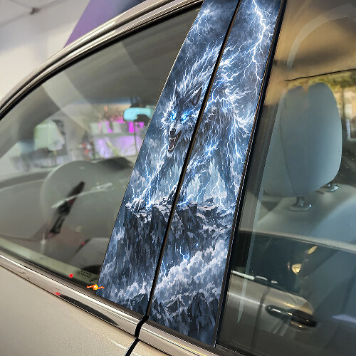 Storm Wolf Deurstijl Vinyl Decal Set