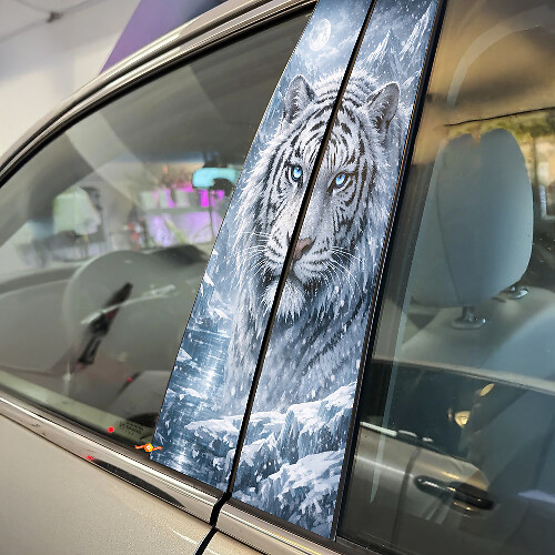 Wit Tijger Pilaren Vinyl Decal Set