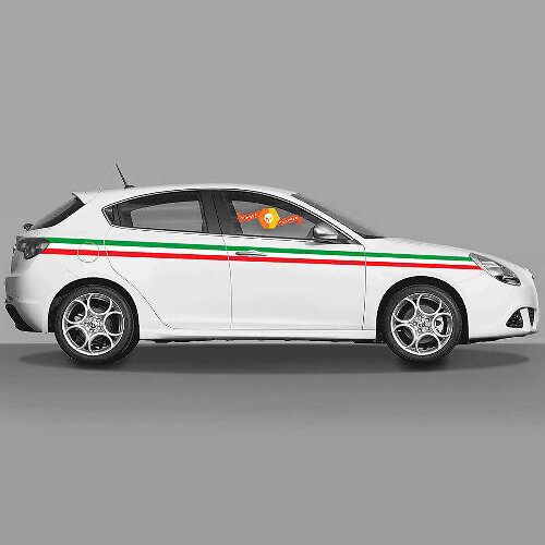 Vinyl stickerpakket met Italiaanse vlagstijl zijstrepen voor Alfa Romeo Giulietta