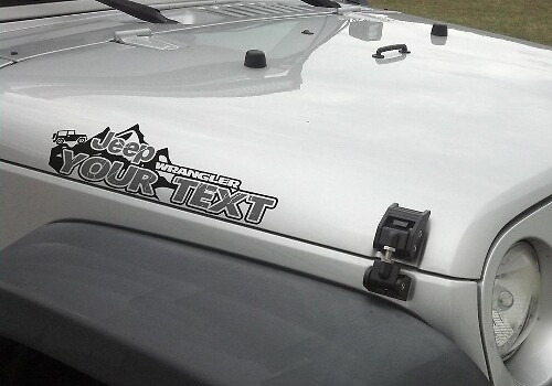 Paar 2x JEEP wrangler editie UW TEKST MOUNTAINS LOGO vinyl stickers stickers