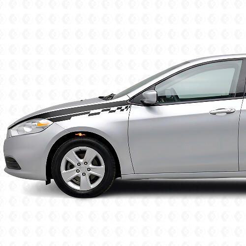 Rechte Geruite Voorspatbord Strepen Vinyl Decal Kit voor Dodge Dart 2013+