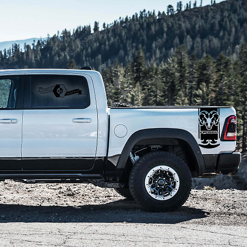 Hemi Rebel Achterzijstrepen Vinyl Decal Kit voor Dodge Ram Rebel 2021+_1