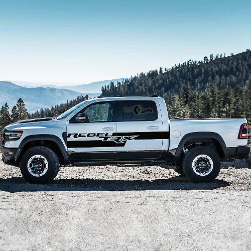 TRX Stijl Deurzijstrepen Vinyl Decal Set voor Dodge Ram Rebel 2021+