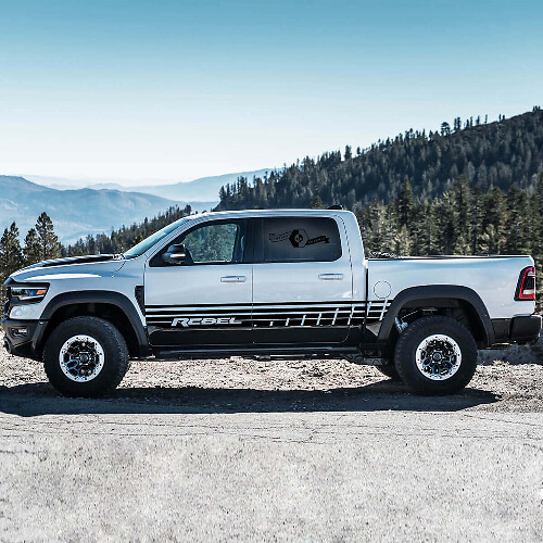 Rebel Style Deurrand Strepen Vinyl Decal Set voor Dodge Ram Rebel 2021+