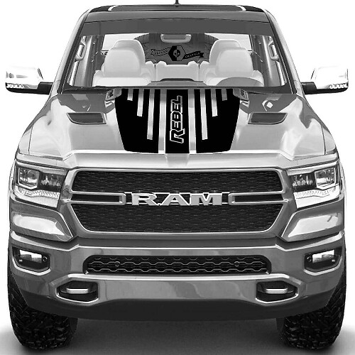 TRX Rebel Motorkap Strepen Vinyl Sticker voor Dodge Ram Rebel 2021+_1