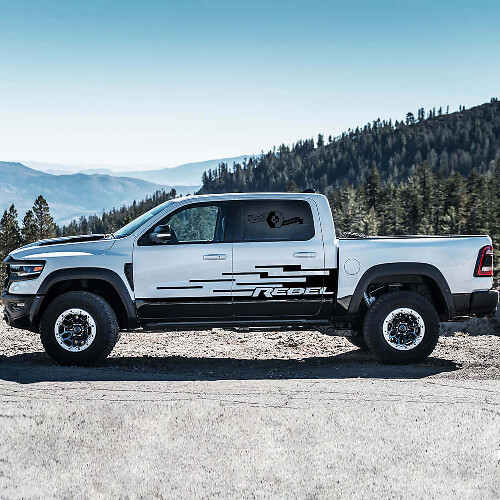 Ladder stijl zijstrepen vinyl decal kit voor Dodge Ram Rebel TRX 2021+