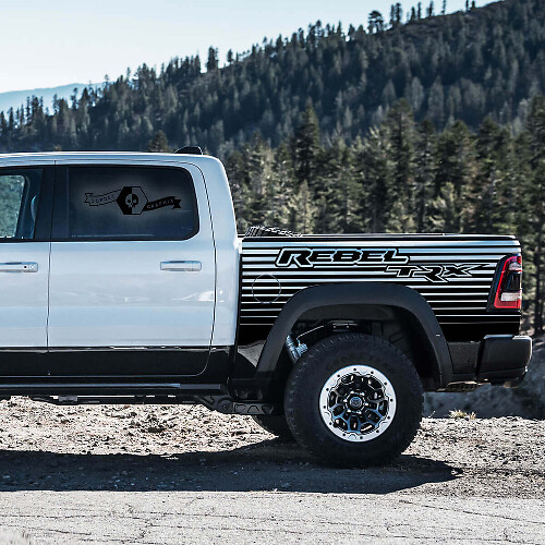 Strobe-Style Bedside Strepen Vinyl Sticker Set voor Dodge Ram Rebel 2021+