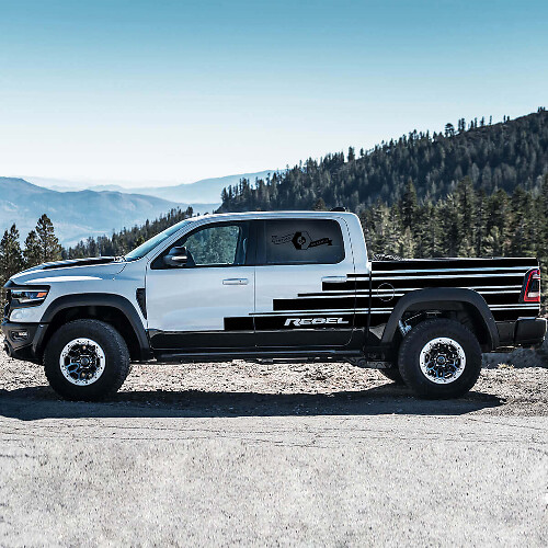 Steps Style Side Stripes Vinyl Decal Set voor Dodge Ram Rebel 2021+