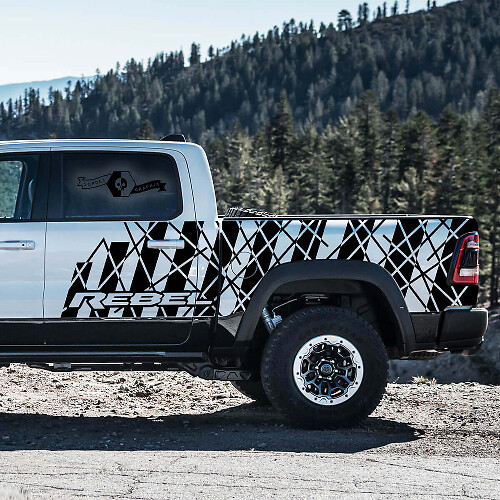Chaotische Stijl Zijstrepen Vinyl Decal Set voor Dodge Ram Rebel 2021+