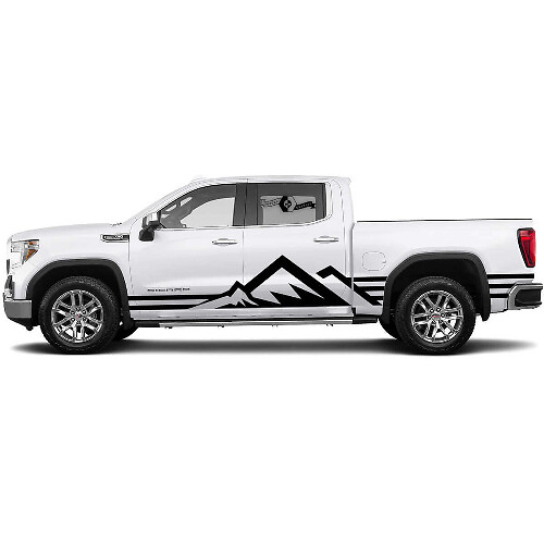 Mountain Range stijl zijstrepen vinyl decal set voor GMC Sierra