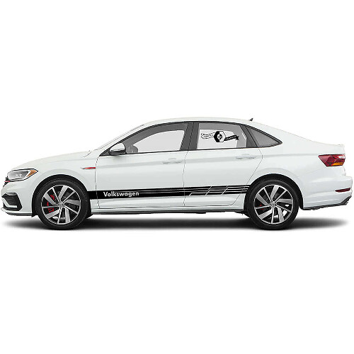 Merkletters en logo zijstrepen vinyl decalset voor Volkswagen Jetta