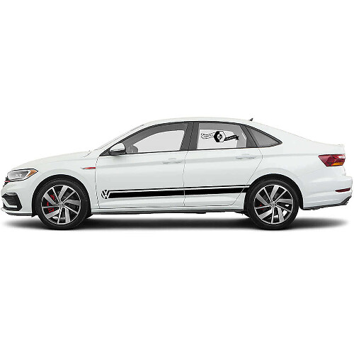 Gemerkt Zijaccentstrepen Vinyl Decal Set voor Volkswagen Jetta