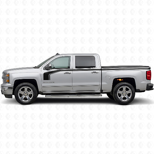Hockey Stick-stijl met lage outline zij vinyl decal kit voor Chevy Silverado 1500 2014+_1